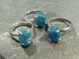 Size 9 Rough Neon Apatite, Sterling Silver Ring