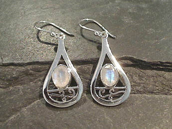 Moonstone, Sterling Silver Earrings