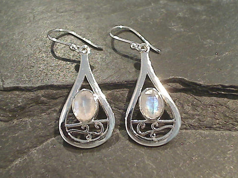 Moonstone, Sterling Silver Earrings