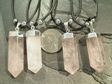 Rose Quartz Crystal Point Necklace - Silver Plated