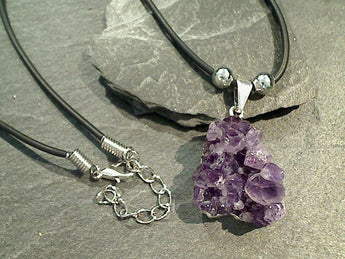 Amethyst Crystal Cluster Necklace - Silver Plated