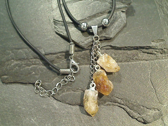 Citrine Crystal Points Necklace - Silver Plated