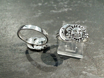 Size 9 Sterling Silver Sun And Moon Ring