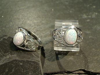 Size 5.75 Lab Created Opal, Sterling Silver Ring