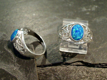 Size 5.75 Lab Created Opal, Sterling Silver Ring