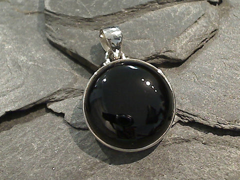 Black Onyx, Sterling Silver Pendant