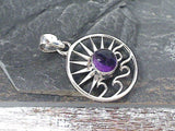 Amethyst, Sterling Silver Sun And Wave Pendant