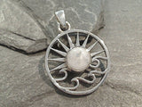 Moonstone, Sterling Silver Sun And Wave Pendant