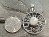 Moonstone, Sterling Silver Sun And Wave Pendant