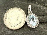Blue Topaz, CZ, Sterling Silver Small Pendant