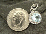Blue Topaz, CZ, Sterling Silver Small Pendant