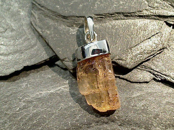 Rough Imperial Topaz, Sterling Silver Pendant