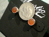Carnelian, Sterling Silver 7mm Stud Earrings