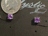 Amethyst, Sterling Silver Small 4MM Stud Earrings