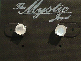 Moonstone, Sterling Silver 6MM Stud Earrings