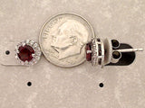 Garnet, CZ, Sterling Silver Post Earrings