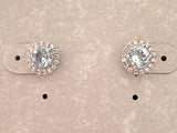 Blue Topaz, CZ, Sterling Silver Post Earrings