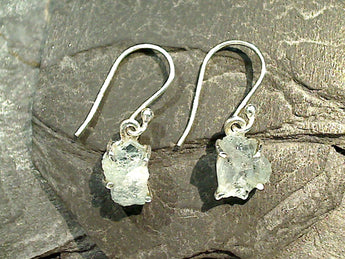 Rough Aquamarine, Sterling Silver Small Earrings