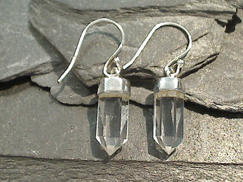 Quartz Crystal Point, Sterling Silver Earrings