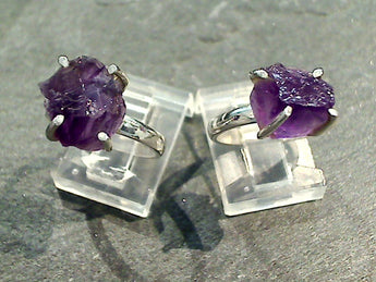 Size 6 Rough Cut Amethyst, Sterling Silver Ring