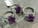Size 6.25 Rough Cut Amethyst, Sterling Silver Ring