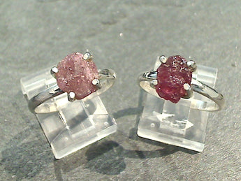 Size 6 Rough Cut Pink Tourmaline, Sterling Silver Ring