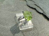Size 10 Rough Cut Peridot, Sterling Silver Ring