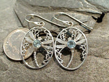 Blue Topaz, Sterling Silver Dragonfly Earrings