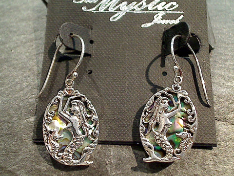 Abalone, Sterling Silver Mermaid Earrings