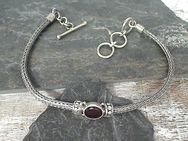 7" - 8" Garnet, Sterling Bracelet