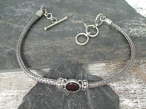 7" - 8" Garnet, Sterling Bracelet