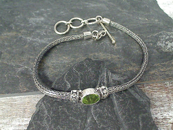 7" - 8" Peridot, Sterling Bracelet