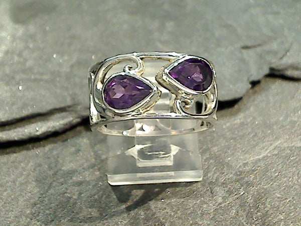 Size 9 Amethyst, Sterling Silver Ring