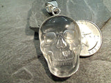 Clear Quartz, Fine Sterling Silver Skull Pendant