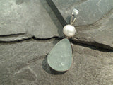 Sea Glass, Pearl, Sterling Silver Pendant