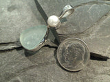 Sea Glass, Pearl, Sterling Silver Pendant