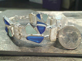 6.75" - 7.25" Biwa Pearl, Sea Glass, Sterling Bracelet