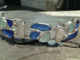 6.75" - 7.25" Biwa Pearl, Sea Glass, Sterling Bracelet
