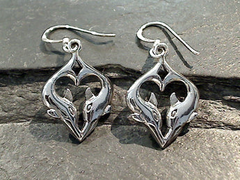 Sterling Silver Dolphin Heart Earrings