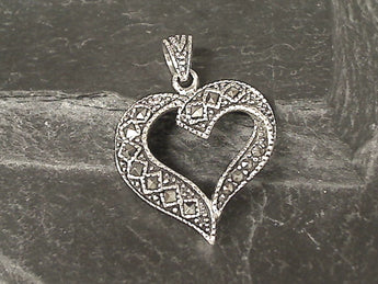 Sterling Silver, Marcasite Heart Pendant