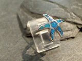 Size 5.5 Lab Created Opal, Sterling Silver Starfish Ring