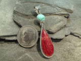 Sponge Coral, Turquoise, Sterling Silver Pendant