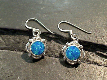 Lab Created Opal, Sterling Silver Earrings
