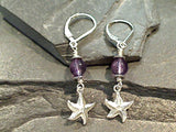Amethyst, Sterling Silver Starfish Earrings