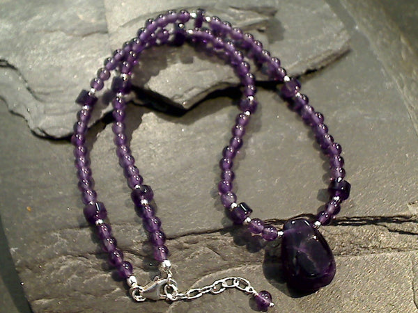 17" - 18" Amethyst, Sterling Silver Necklace