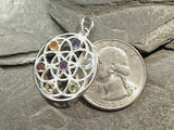 Chakra Stones, Sterling Silver Flower Of Life Pendant