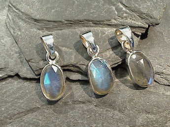 Faceted Labradorite, Sterling Silver Small Pendant