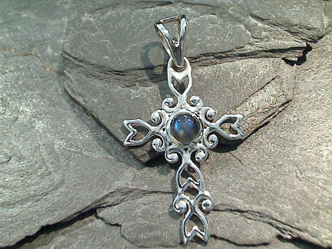 Labradorite, Sterling Silver Cross Pendant