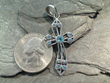 Blue Topaz, Sterling Silver Cross Pendant