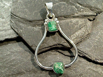 Rough Emerald, Sterling Silver Pendant